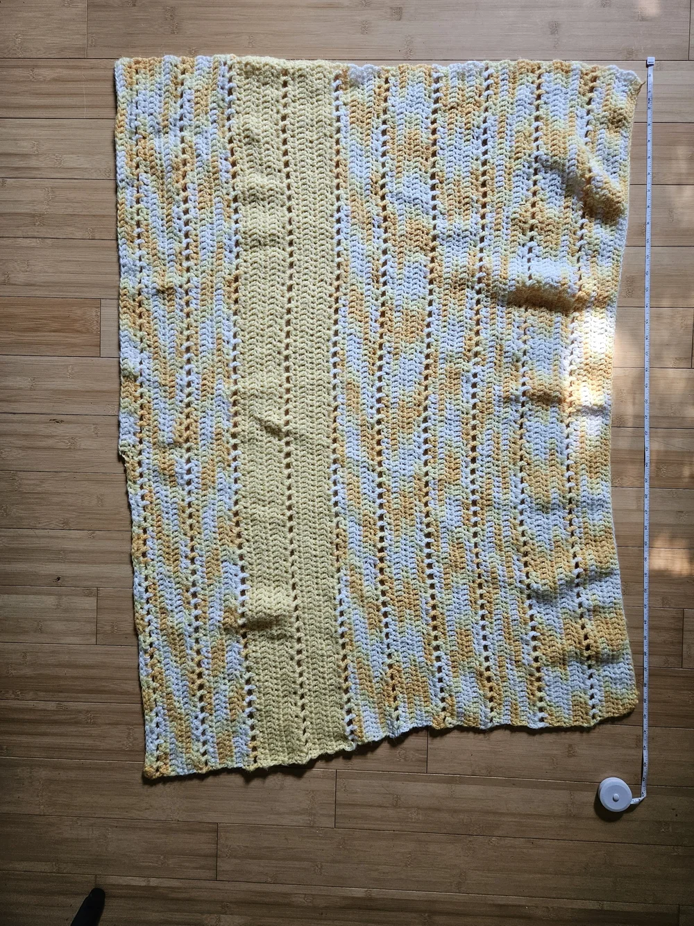 Handmade Yellow and White Crochet Baby Blanket